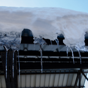 Ice dam forming on gutters.