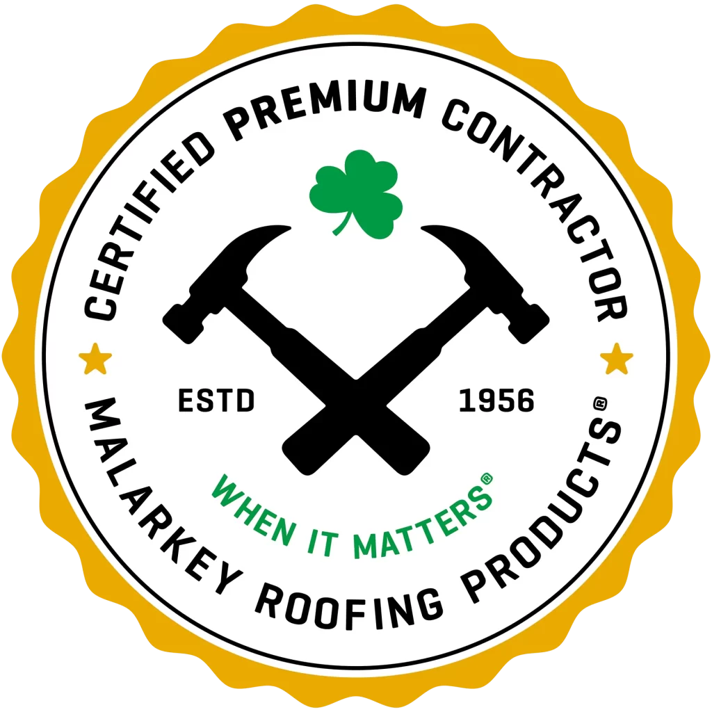 Malarkey certified premium contractor badge.