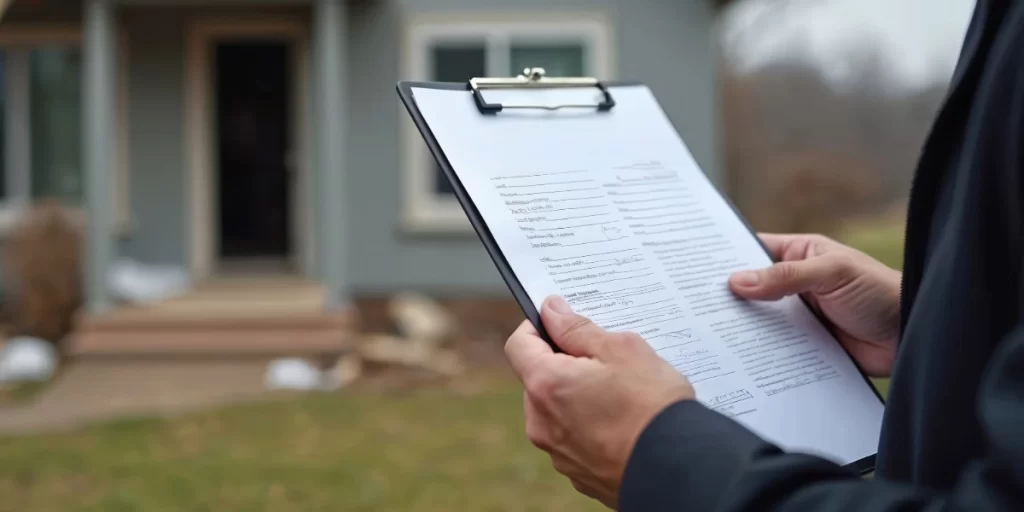 holding a clipboard Talking about Roof Financing