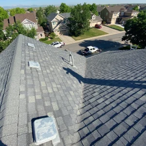 An asphalt roof benefitting from regular maintenance and care.